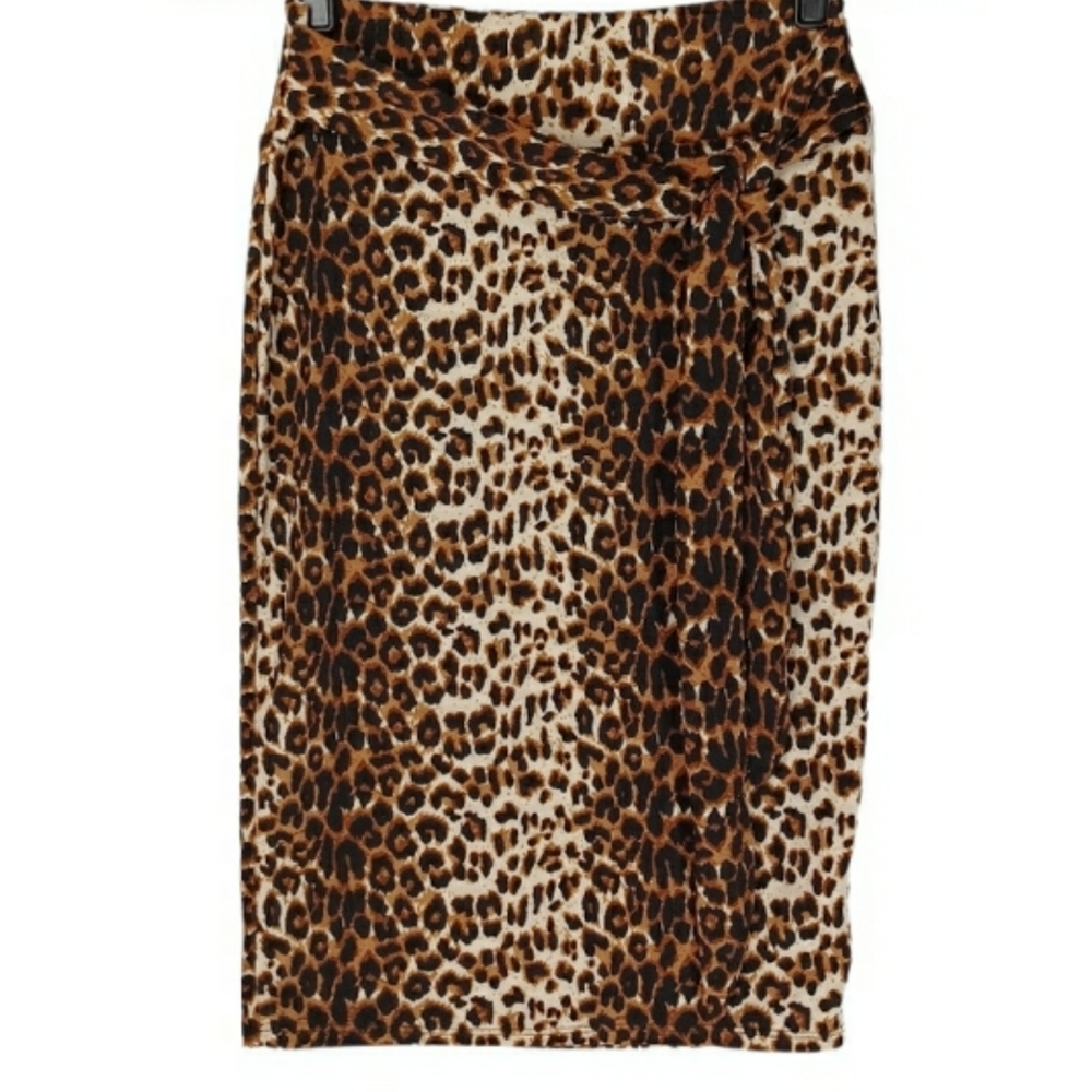 SEE YOU MONDAY BROWN LEOPARD ANIMAL PRINT FRONT TIE SKIRT MEDIUM NWT